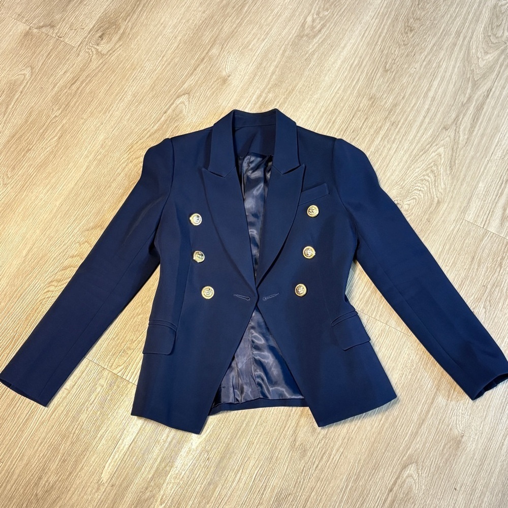 Double Breast Navy Women's Blazer with Gold Buttons Size S